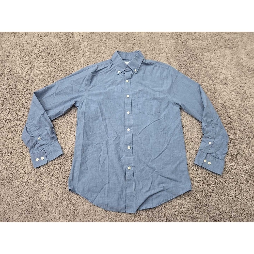 Croft & Barrow Button Up Shirt Mens S Blue Chambray Long Sleeve Easy Care Preppy
